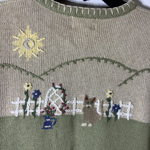 Christopher & Banks, Sz S, Women blouse, green & beige, Hand embroidered. - Picture 5 of 6